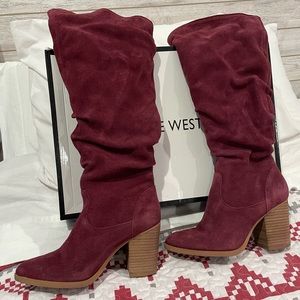 NINE WEST suede Boots in wine, size 8